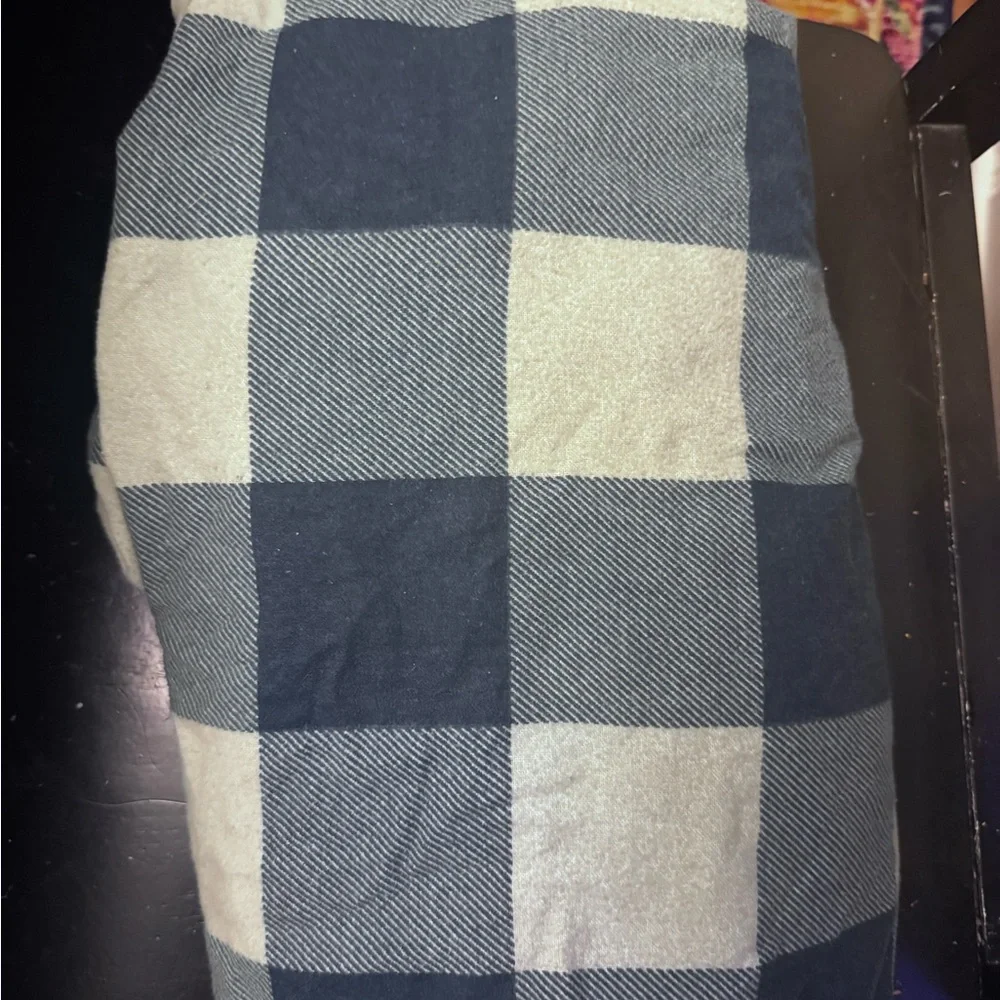 Crate&Barrel Blue Green Buffalo Plaid Flannel Crib Sheet